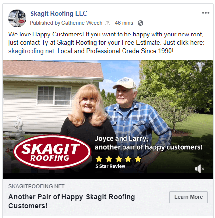 "We Love Happy Customers" Facebook Post